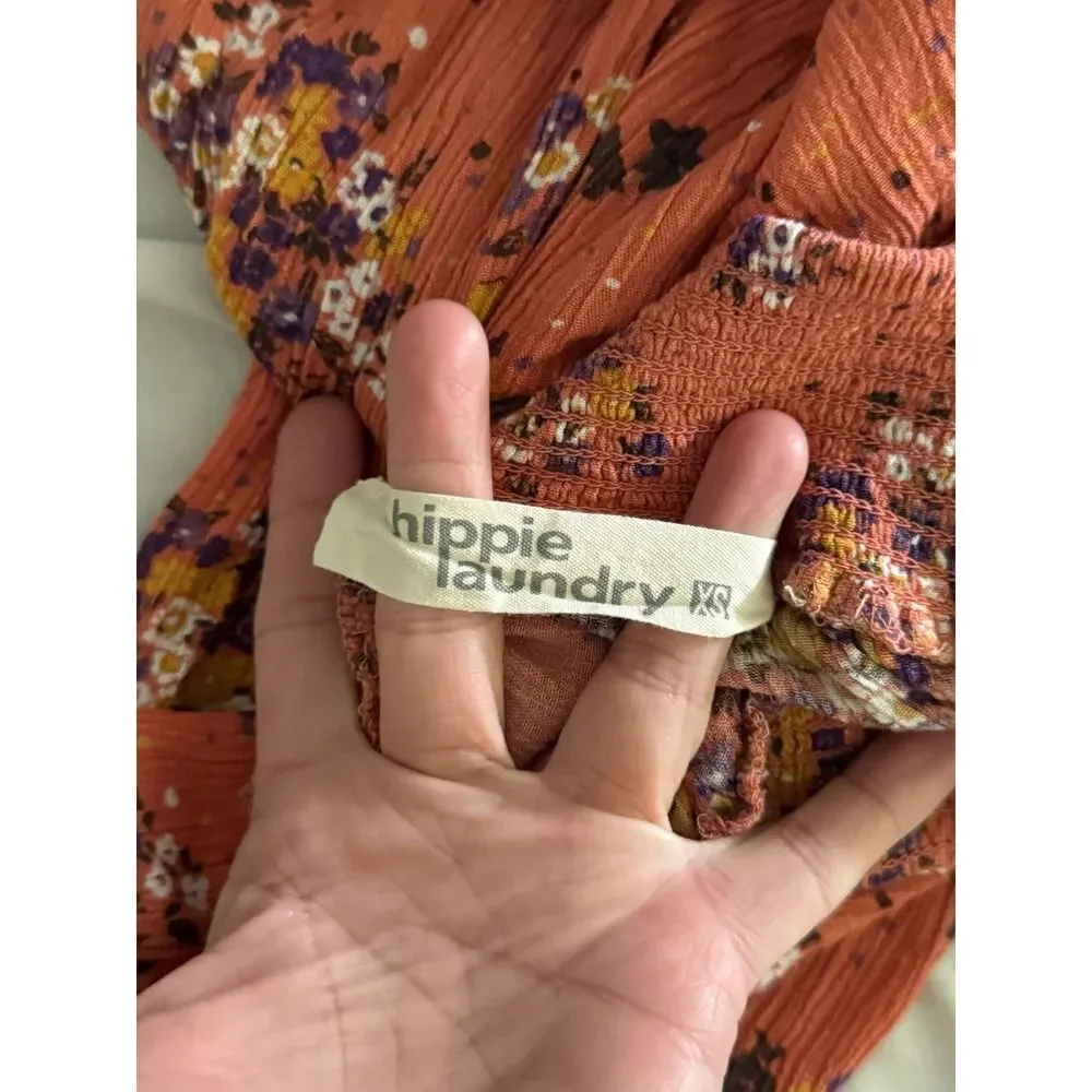 Hippie Laundry Women's Floral Print Wide Palazzo Pants Drawstring Waist Size XS - Picture 3 of 5
